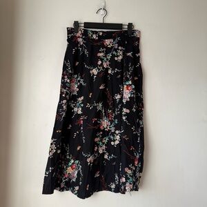 Eccobay Black Colorful Floral Midi Skirt S/M